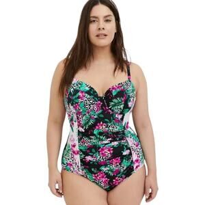 Torrid Black & White Leopard Underwire One-Piece Swimsuit SIZE 3 DD/F Size 3X